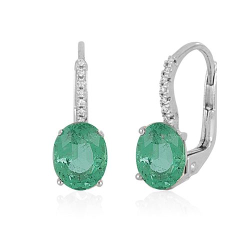 18kt white gold earrings with diamonds and central precious stone - OD465