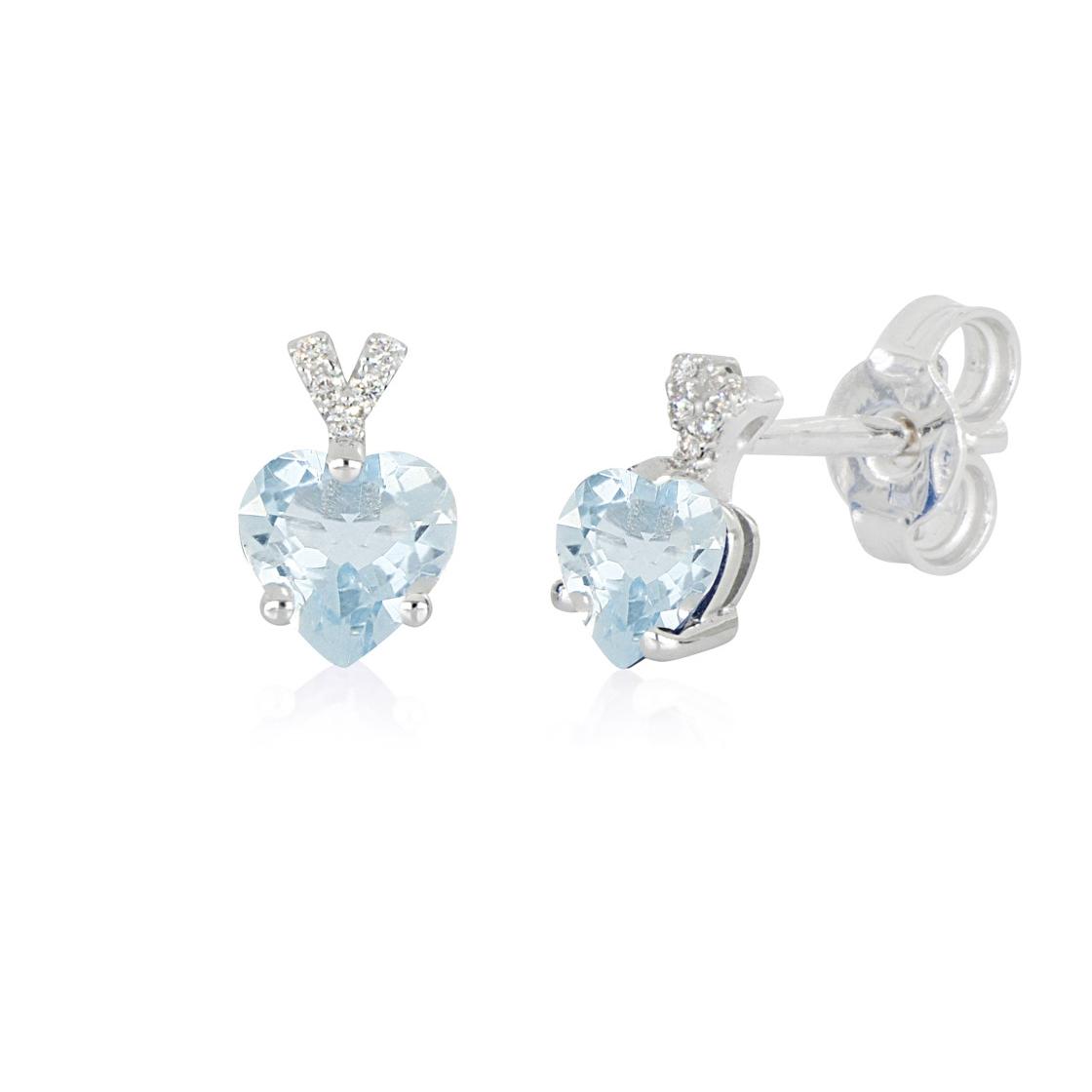 18 kt white gold earrings, with heart-shaped aquamarine and diamonds - OD466/AC-LB
