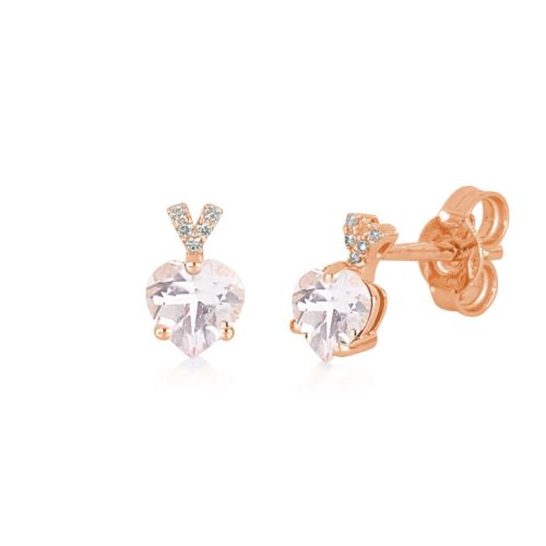 Gold earrings with heart morganite and diamonds - OD466/MO-LR