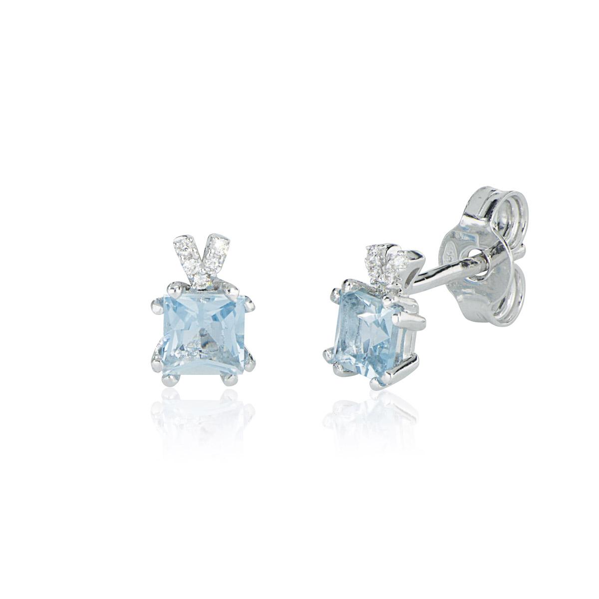 18 kt white gold earrings, with aquamarine and diamonds - OD467/AC-LB