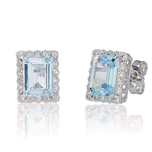 18kt white gold earrings with aquamarine and diamonds - OD478-LB