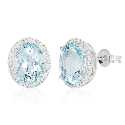 18 kt white gold earrings with aquamarine and diamonds - OD479/AC-LB