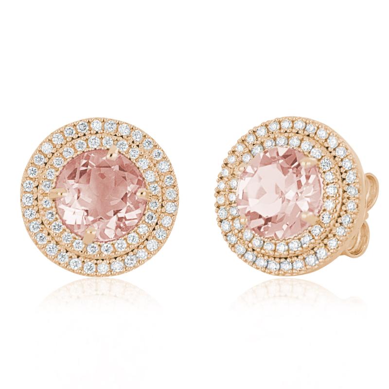18kt gold earrings with Morganite and diamonds - OD866/MO-LR