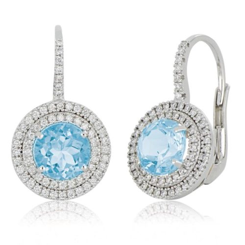 18 kt white gold earrings, with aquamarine and diamonds - OD867/AC-LB