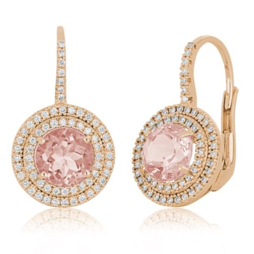 18kt gold earrings with Morganite and diamonds - OD867/MO-LH