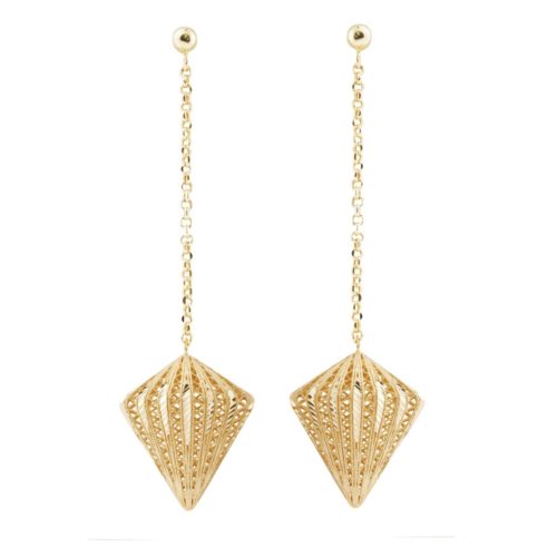 18kt shiny and satin yellow gold pendant earrings - OE4088-LG