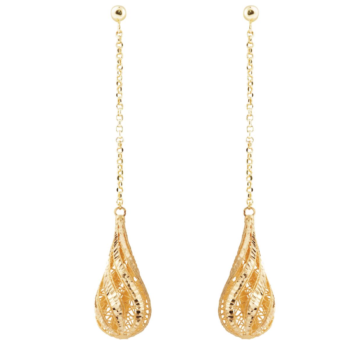 18kt shiny and satin yellow gold pendant earrings - OE4092-LG
