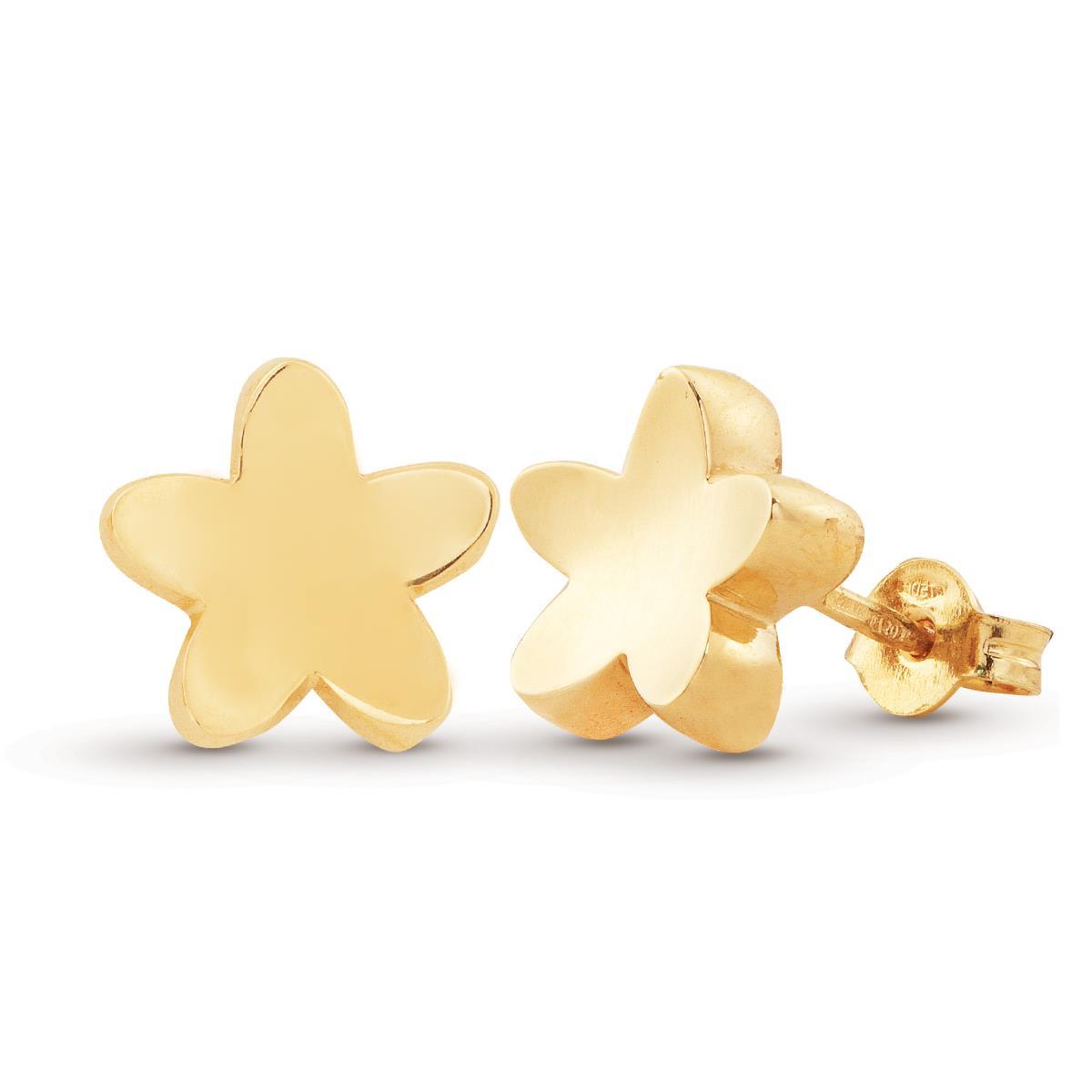 Flower earrings in 18kt polished yellow gold - OP0037-LG