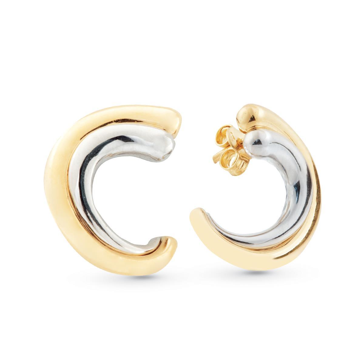 18kt two-tone shiny gold earrings - OP0043-LN