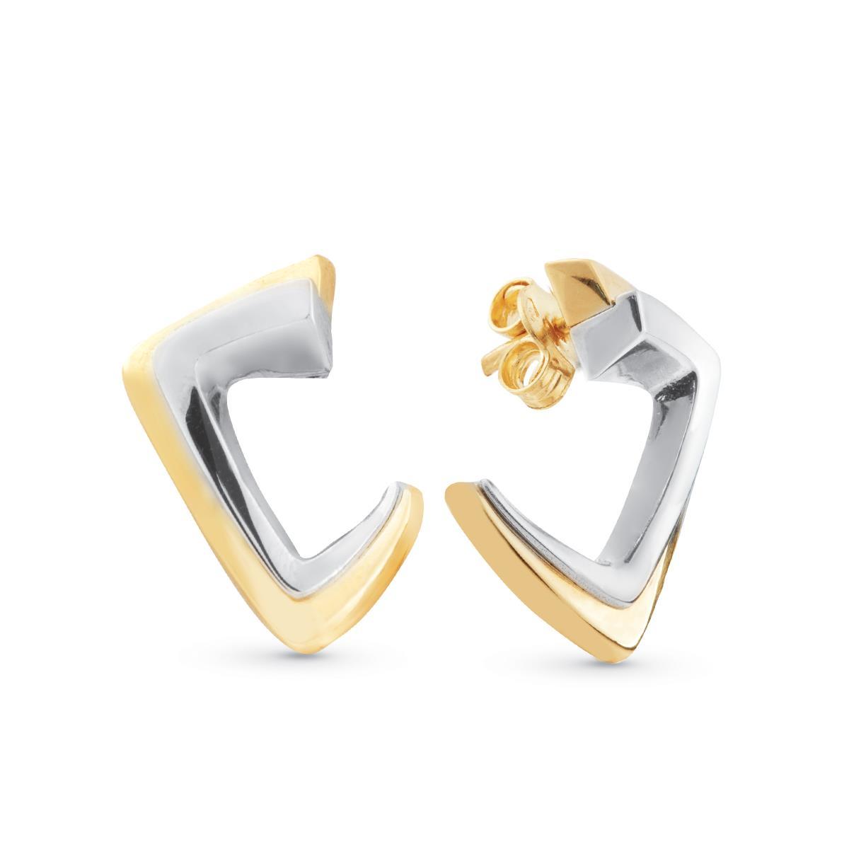 18kt two-tone shiny gold earrings - OP0044-LN