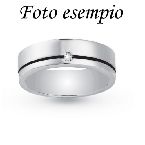 6mm flat ring with thin line in rhodium silver and enamel - ZAF103M