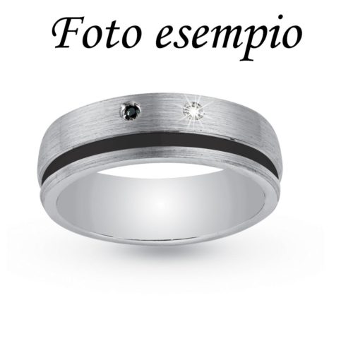 6mm rounded ring with wide line in rhodium silver and enamel - ZAF106M
