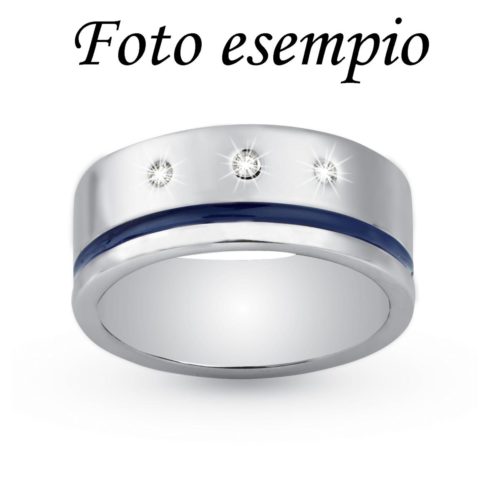 8mm flat ring with wide line in rhodium silver and enamel - ZAF109M