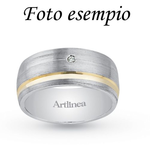 8mm rounded ring with wide line in rhodium silver - ZAF111