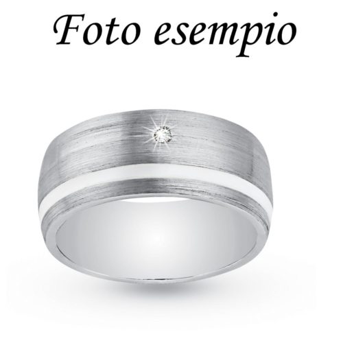 8mm rounded band with wide line in rhodium silver and enamel - ZAF111M
