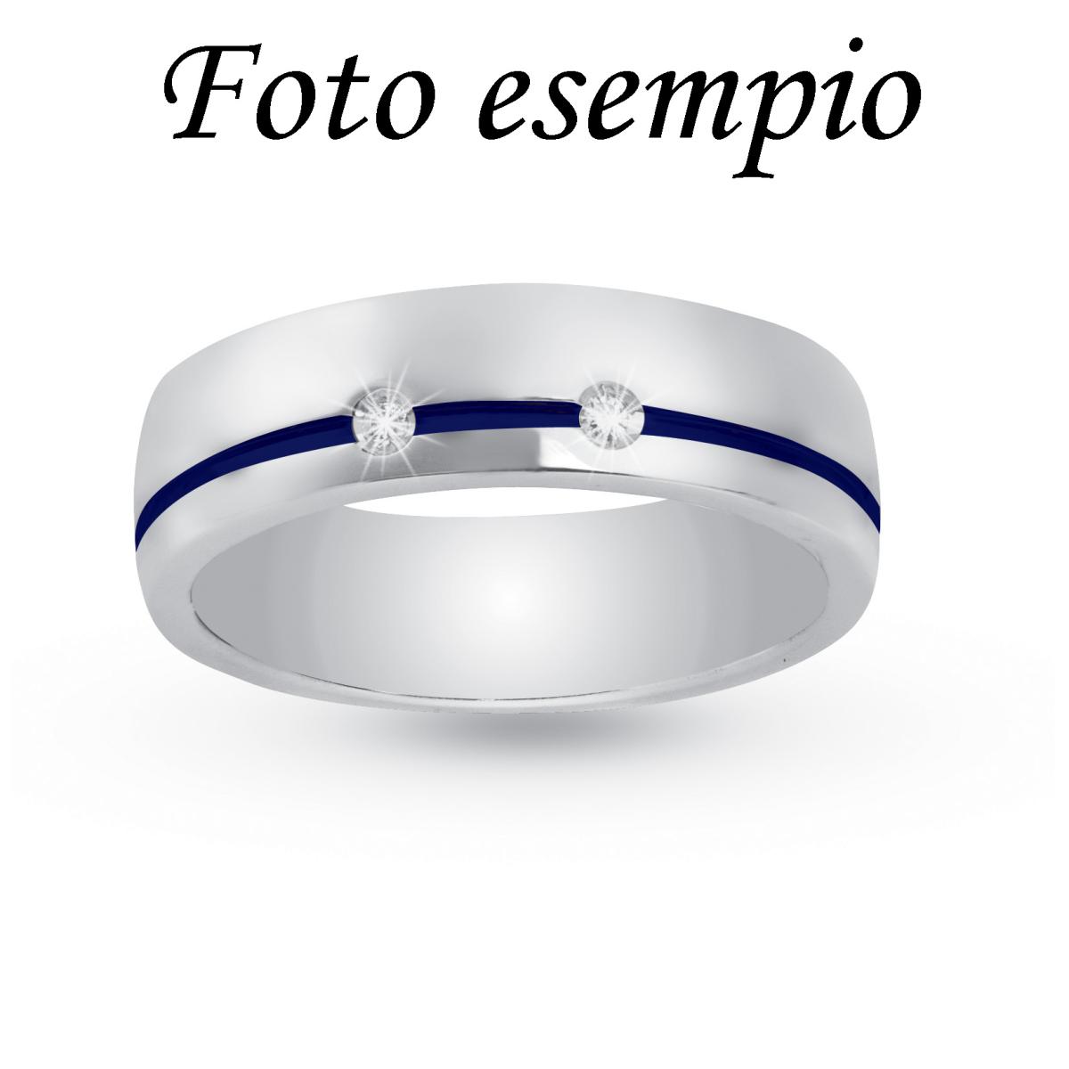 6mm rounded ring with thin line in rhodium silver and enamel - ZAF113M
