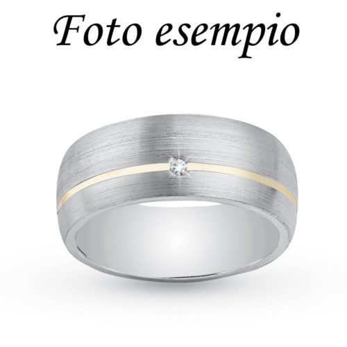 8mm rounded ring with thin line in rhodium silver - ZAF114