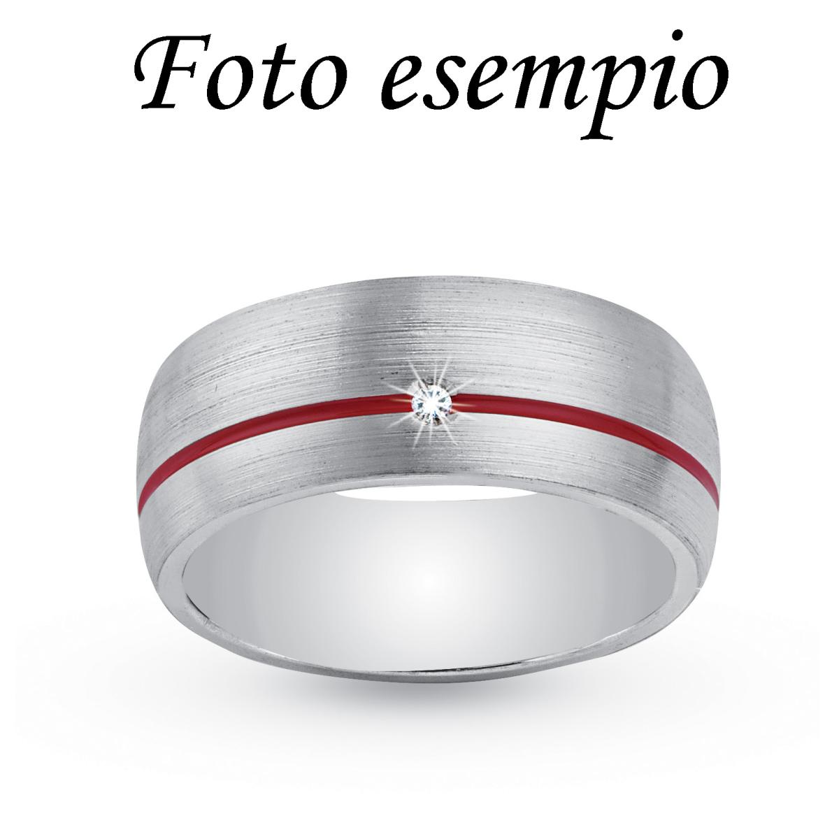 8mm rounded ring with thin line in rhodium silver and enamel - ZAF114M