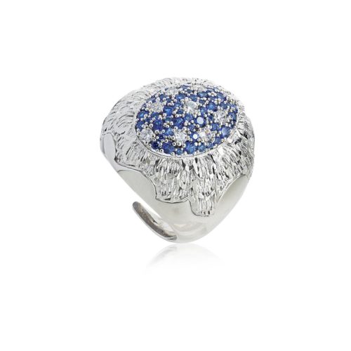 925 rhodium silver ring with zircons pave - ZAN518-LB