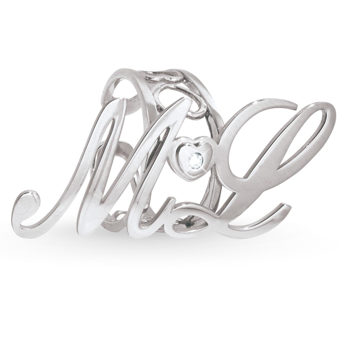 925 Silver Ring with Swarovski and Double Initial - all initials available - ZAS1/ID