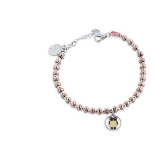 Bracelet in 925 rhodium-plated silver, pink gold, enamel and Swarovski ™ - ZBR414-MH