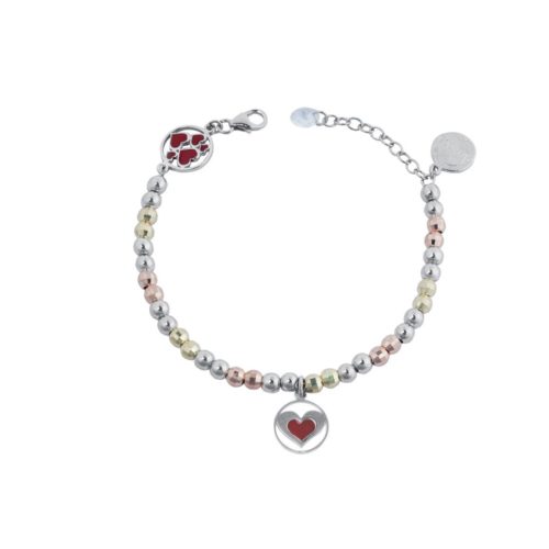 Bracelet in 925 rhodium-plated and gold-plated silver, enamel and Swarovski ™ - ZBR422-M2