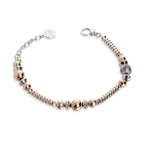 Bracelet in rhodium-plated and pink gold-plated 925 silver with Swarovski ™ - ZBR585-SH