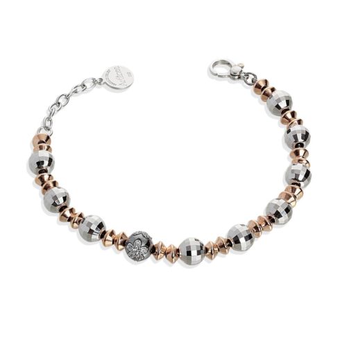 Bracelet in rhodium-plated and pink gold-plated 925 silver with Swarovski ™ - ZBR586-L1