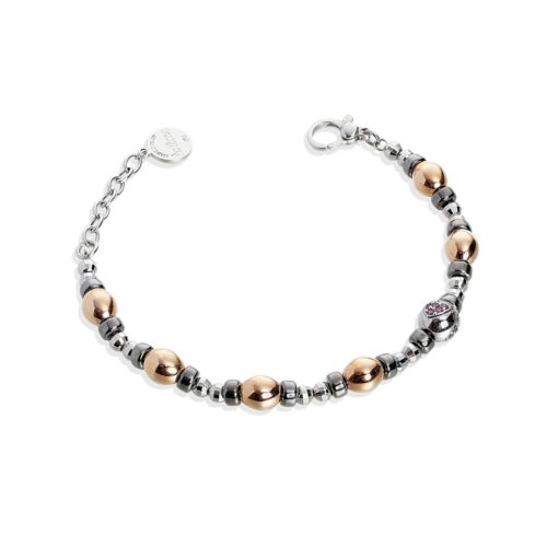 Bracelet in rhodium-plated, pink gold and ruthenium 925 silver, with Swarovski ™ - ZBR589-L1