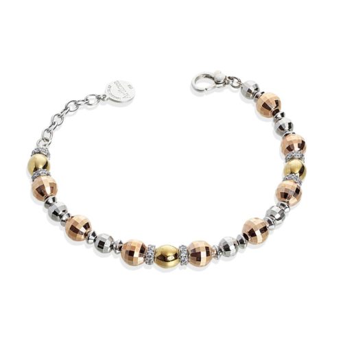Bracelet in rhodium-plated and pink gold-plated 925 silver - ZBR593-L2