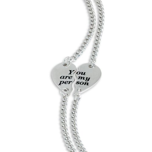 Two silver bracelets with 925 rhodium-plated heart - Perfect gift for Valentine's Day - ZBR633-MB