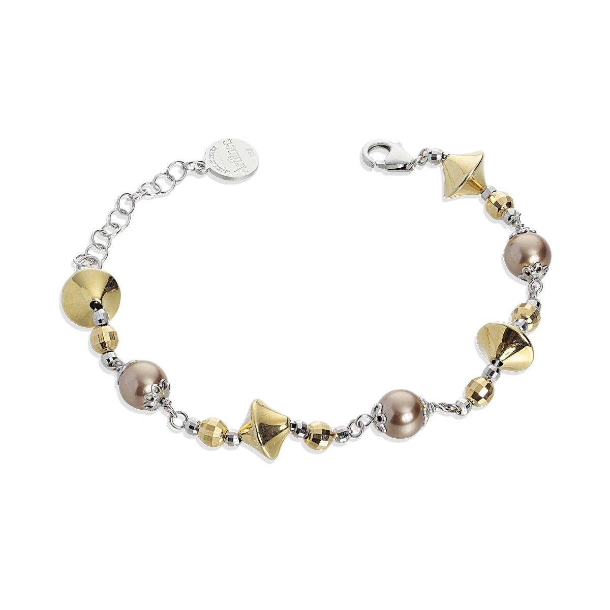 925 rhodium-plated and gilded silver bracelet with pearls - ZBR636-LN