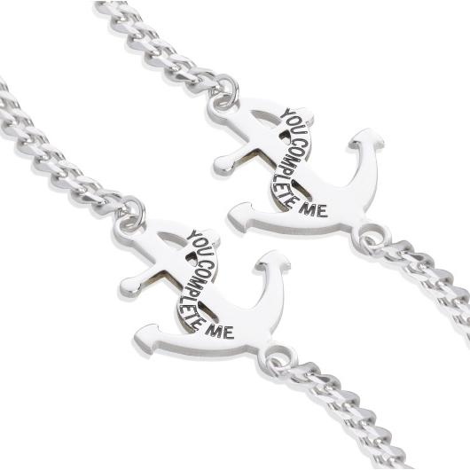 Double silver bracelet with 925 rhodium-plated anchor - Perfect gift for Valentine's Day - ZBR696-MB