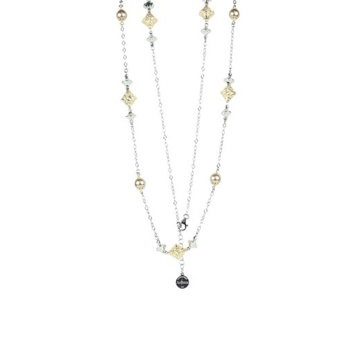Chanel necklace in 925 rhodium-plated and gilded silver with pearls - ZCL1117-LN