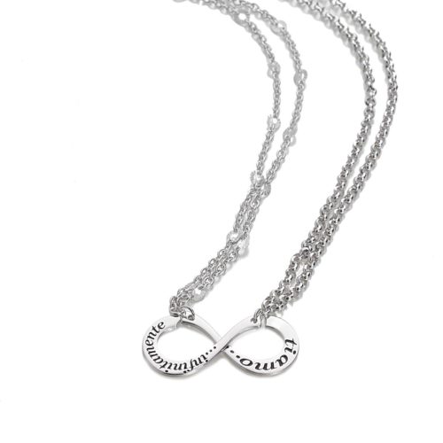 Two rhodium-plated silver necklaces - Perfect Valentine's Day gift - ZCL1356-MB