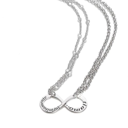 Two rhodium-plated silver necklaces (one with a diamond) - Perfect Valentine's Day gift - ZCL1357-MB