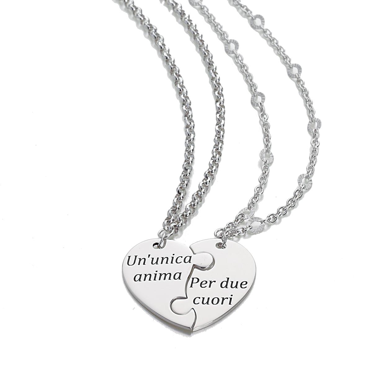 Two rhodium-plated silver necklaces - Perfect Valentine's Day gift - ZCL1358-MB
