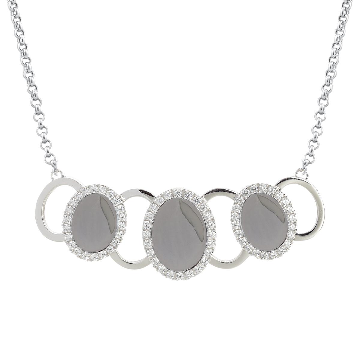 925 rhodium silver necklace with zircons - ZCL1367