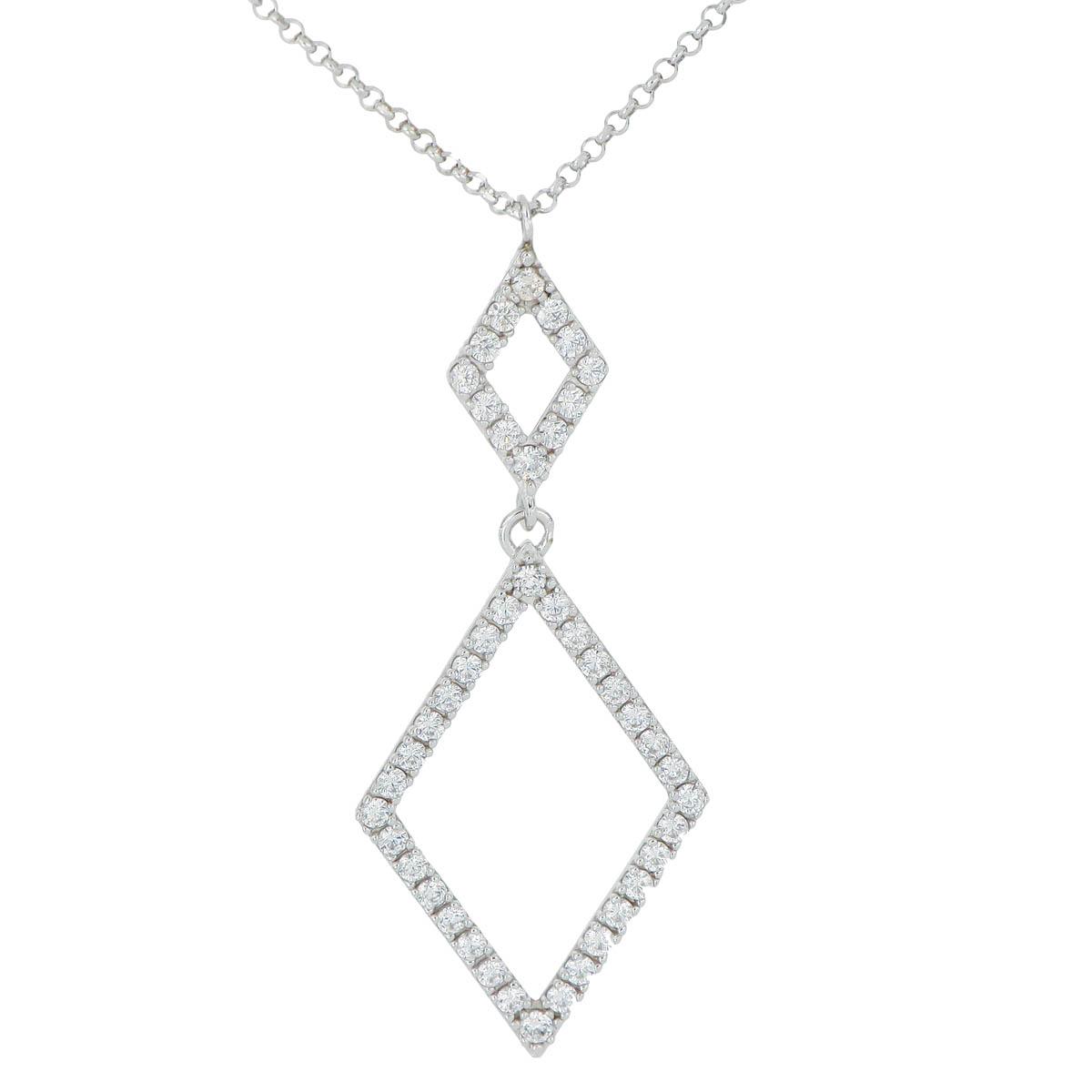925 rhodium silver necklace with zircons - ZCL1369-LB