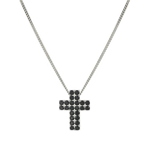 Cross necklace in 925 rhodium silver with zircons available in various colors - ZCL1403