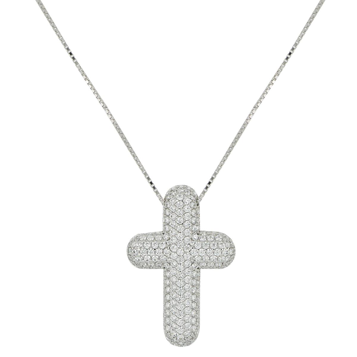 Cross necklace in 925 rhodium silver with white zircons - ZCL1404/BI-LB