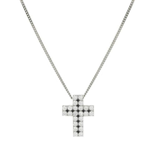 Cross necklace in 925 rhodium silver with zircons available in various colors - ZCL1405