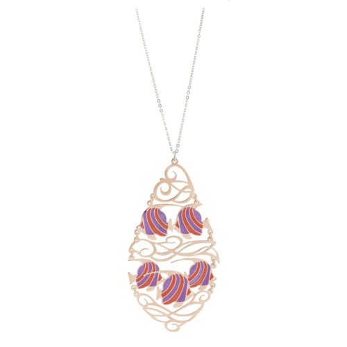 2 mic rhodium-rosé silver necklace with cathedral enamel - ZCL467-MK