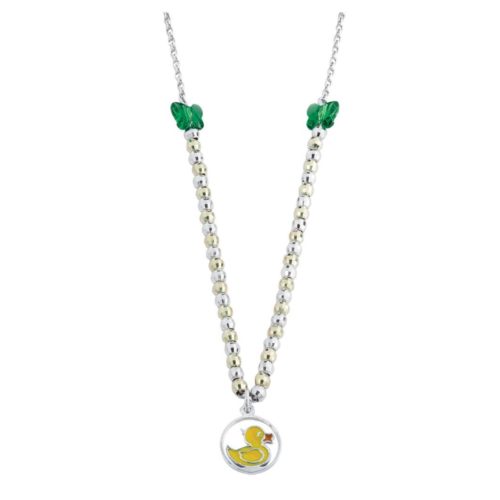 925 rhodium-plated, gold-plated, enamel and Swarovski ™ silver necklace - ZCL607-MO