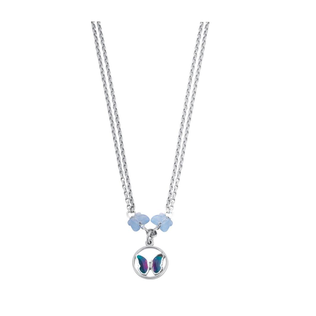 925 rhodium-plated silver necklace, enamel and Swarovski ™ - ZCL611-MB