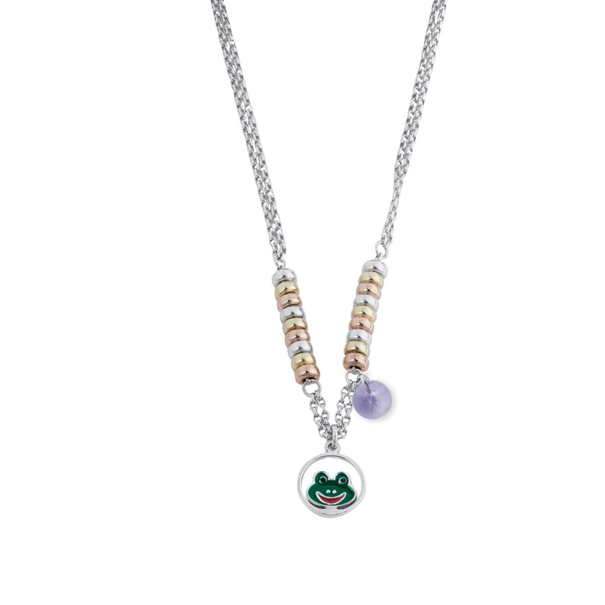 Necklace in 925 rhodium-plated silver, gold-plated enamel and Swarovski ™ - ZCL622-M2