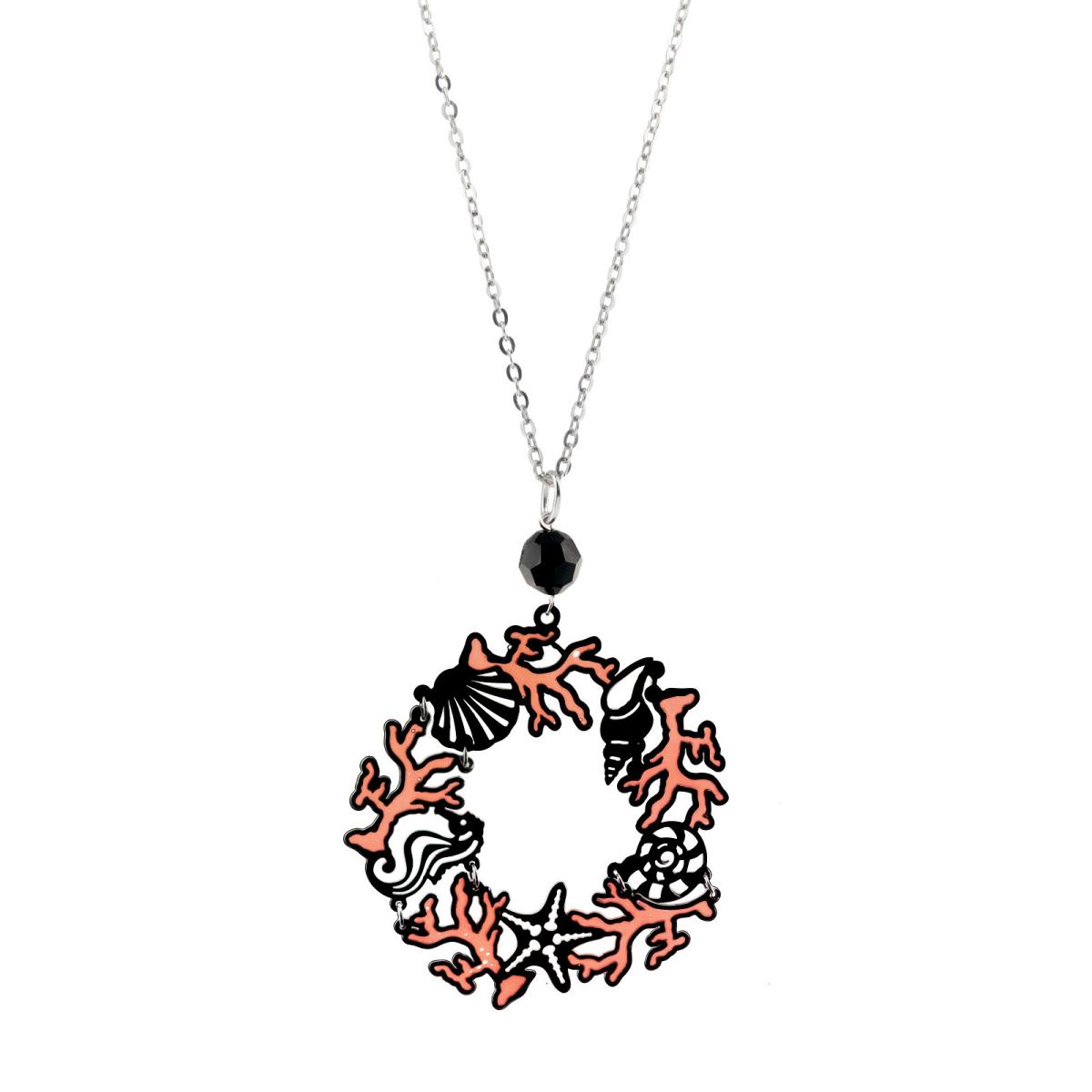 Black rhodium-silver necklace with cathedral enamels - ZCL692-ML