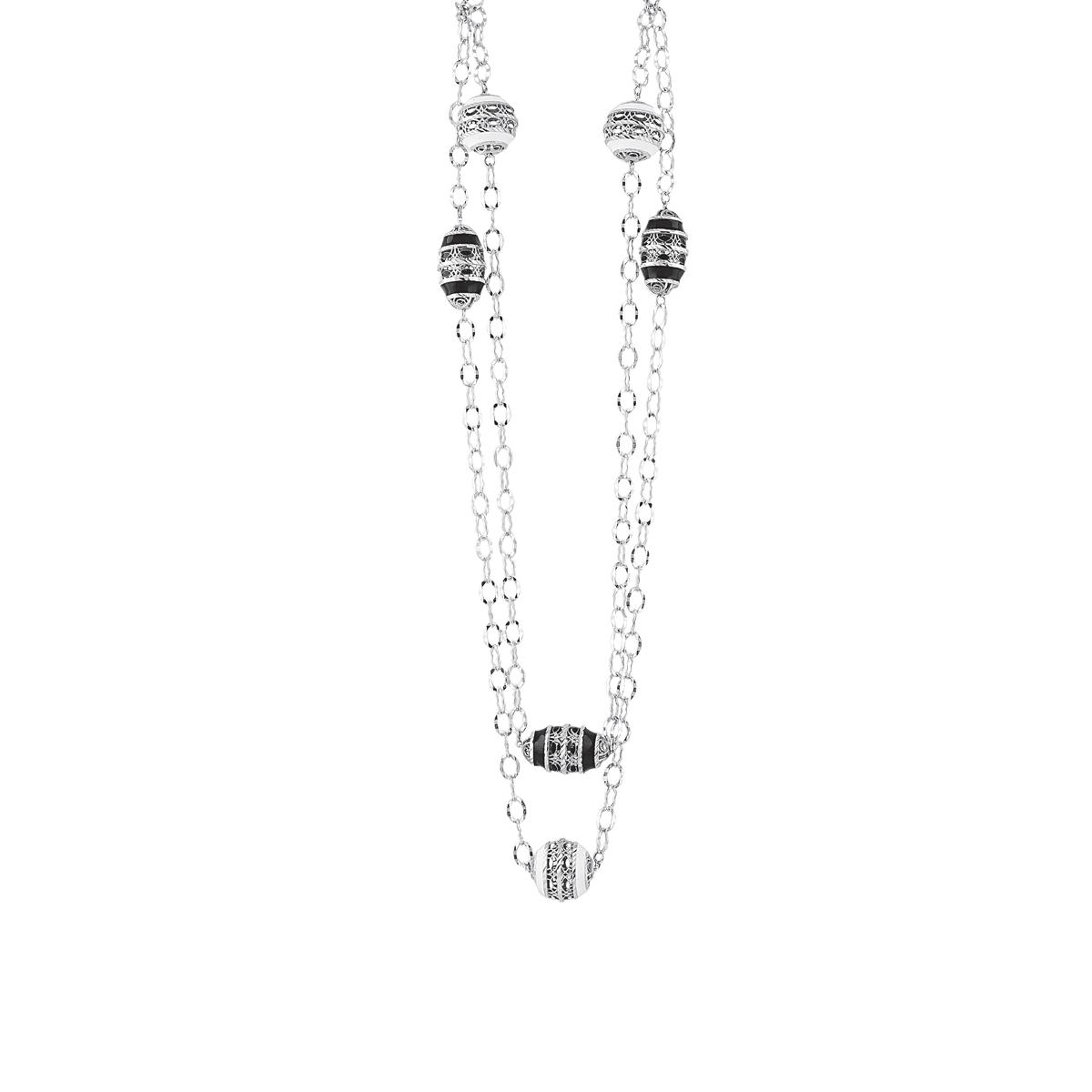 Chanel necklace in 925 rhodium-plated and enamelled silver - ZCL960-MB