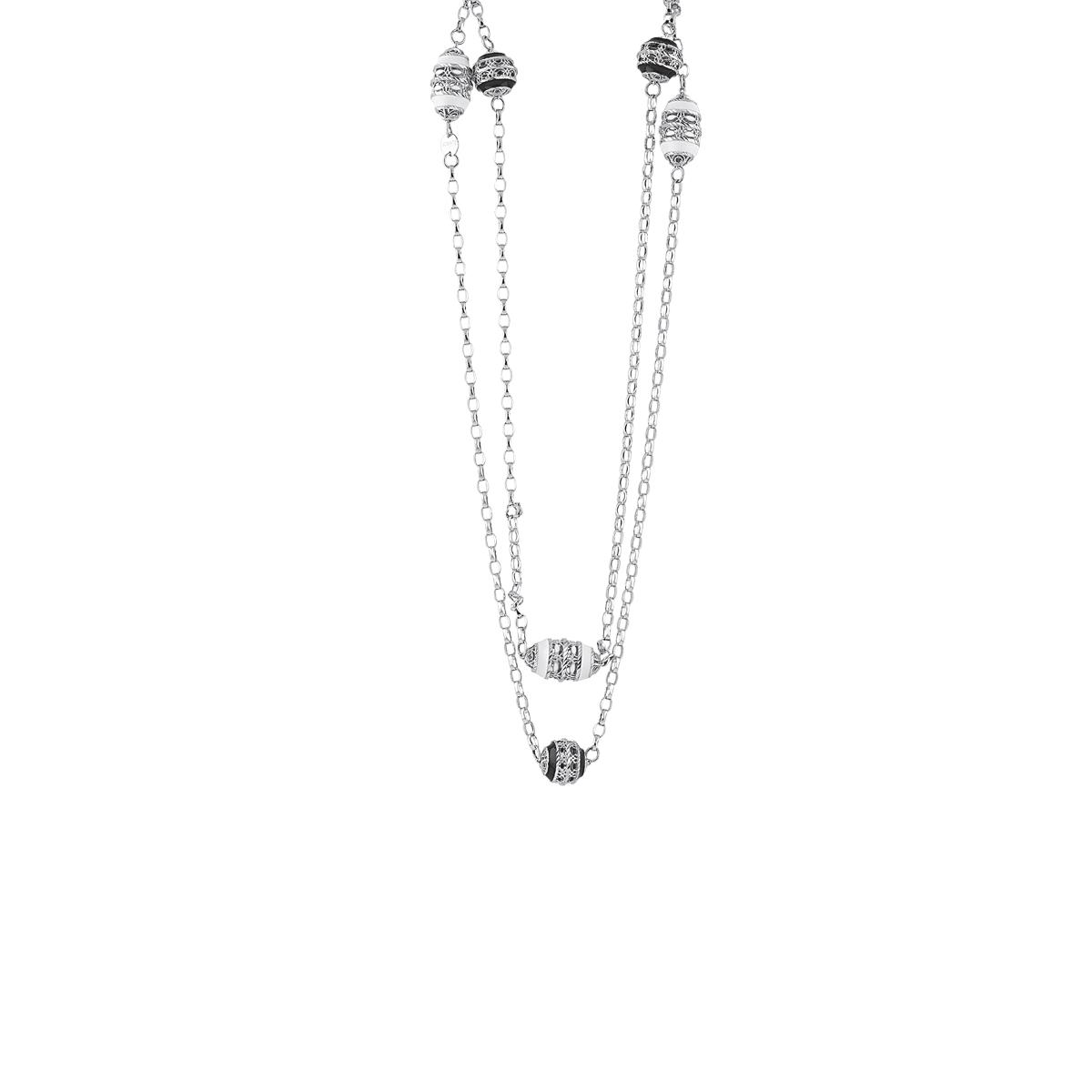 Chanel necklace in 925 rhodium-plated and enamelled silver - ZCL969-MB