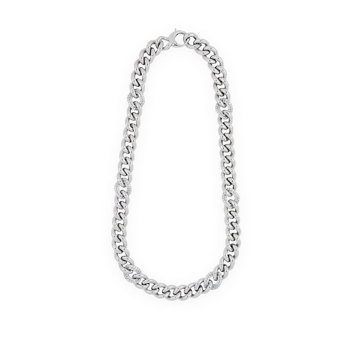 925 rhodium silver chain necklace with zircons - ZCV003-LB